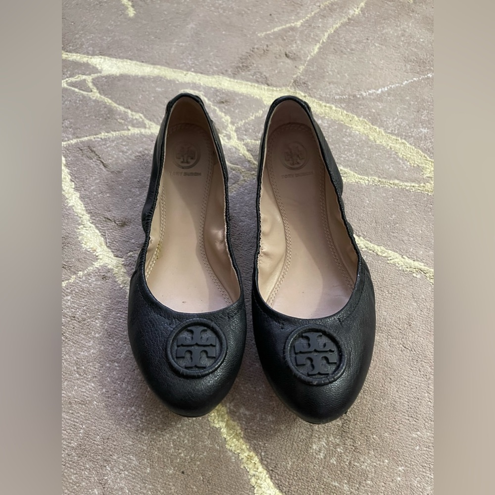 Tory Burch Allie Ballet Flats Black Leather